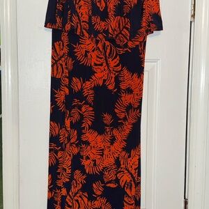 Boohoo Blue and Orange Patterned Dress